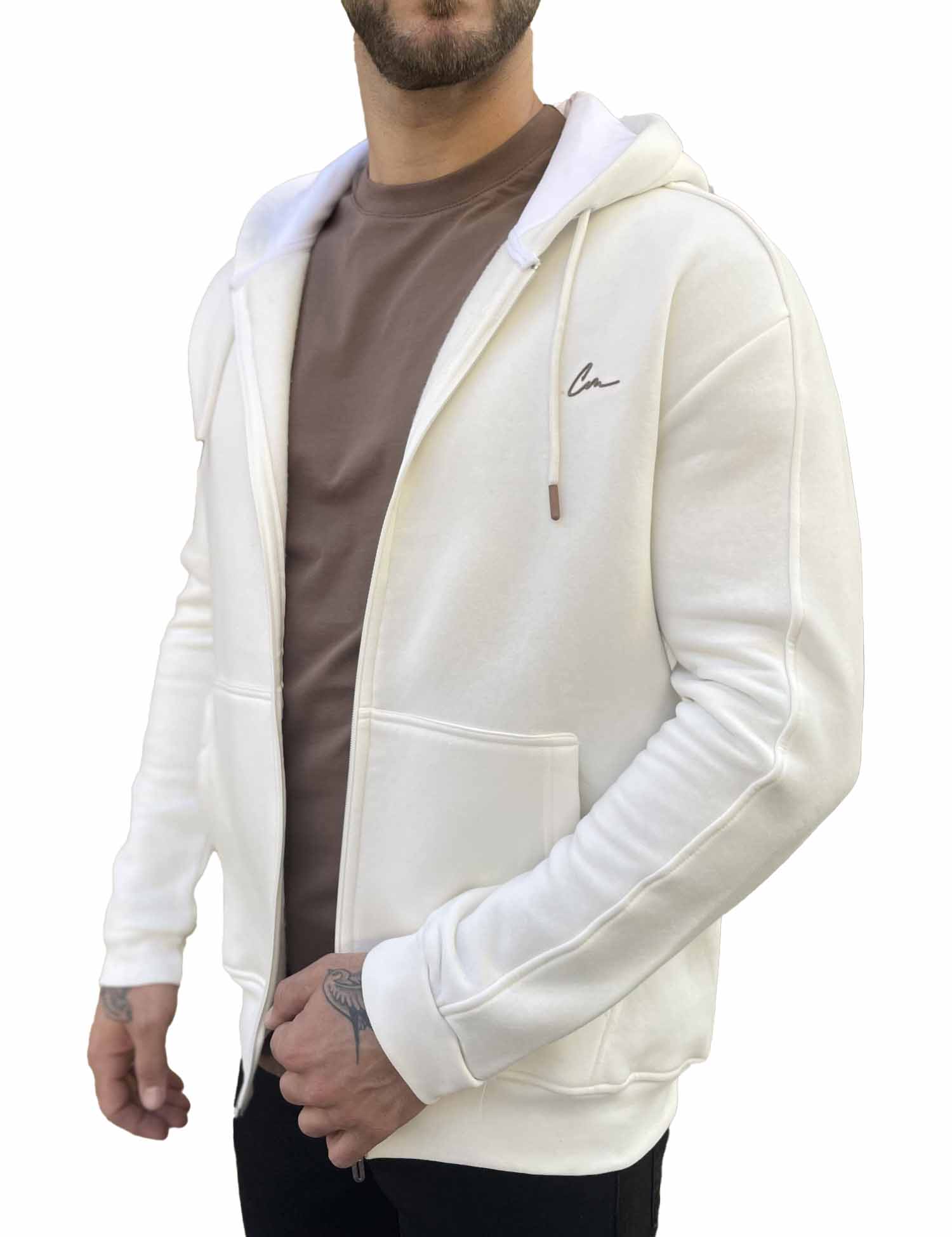 Ανδρική λευκή ζακέτα φούτερ 4277L φωτογραφία